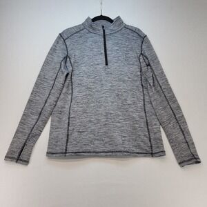 Duluth Quarter Zip Pullover Women XL Gray Space Dye Activewear Thumbholes